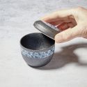 Chawan-mushi bowl, black crystal pattern
