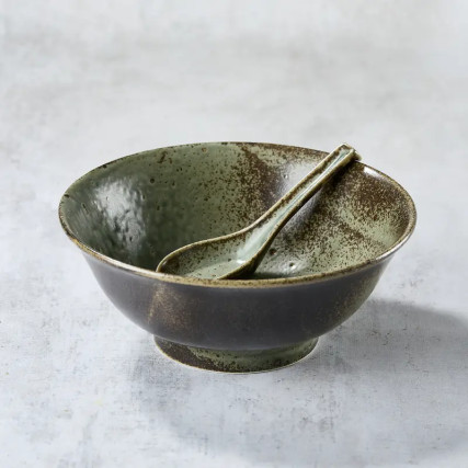 Bowl Bowl in Ramen Premium Artisanal and its matching spoon, 1200 ml