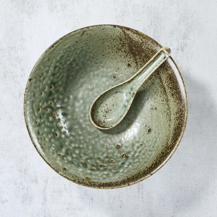 Bowl Bowl in Ramen Premium Artisanal and its matching spoon, 1200 ml