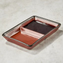 Vermilion lacquered soy sauce and condiment dish