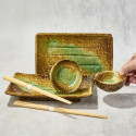 Duo Assiettes à sushis rectangulaires et coupelles à sauce soja assortie