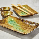 Duo Plates with Sushi Rect Iwashimizu and Soy Sauce Cups