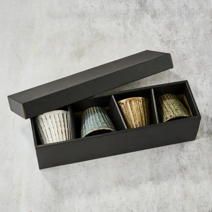 Ensemble de 4 verres à jus ou eau, motif Shinogi, 260 ml, φ9.2×8.6㎝