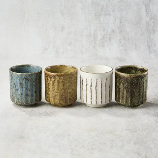 Ensemble de 4 tasses à thé, motif Shinogi, 220 ml, φ7.4×8.1㎝