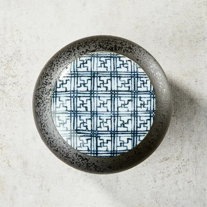 Bowl in Chawan-Mushi, Black Crystal pattern