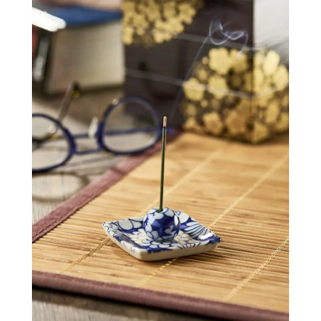 Coupelle à encens artisanale, motif japonais, 5.5×5.5