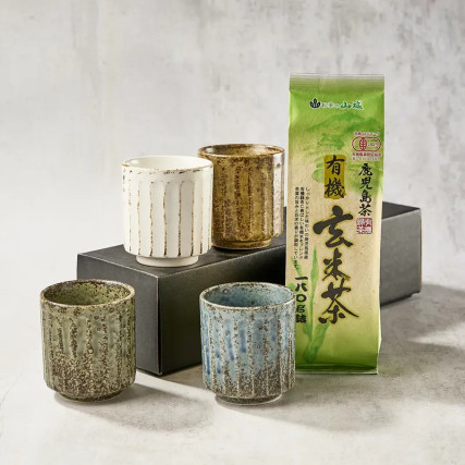 Pakkaus 4 teekoppia + Genmaicha Bio - vihreä tee