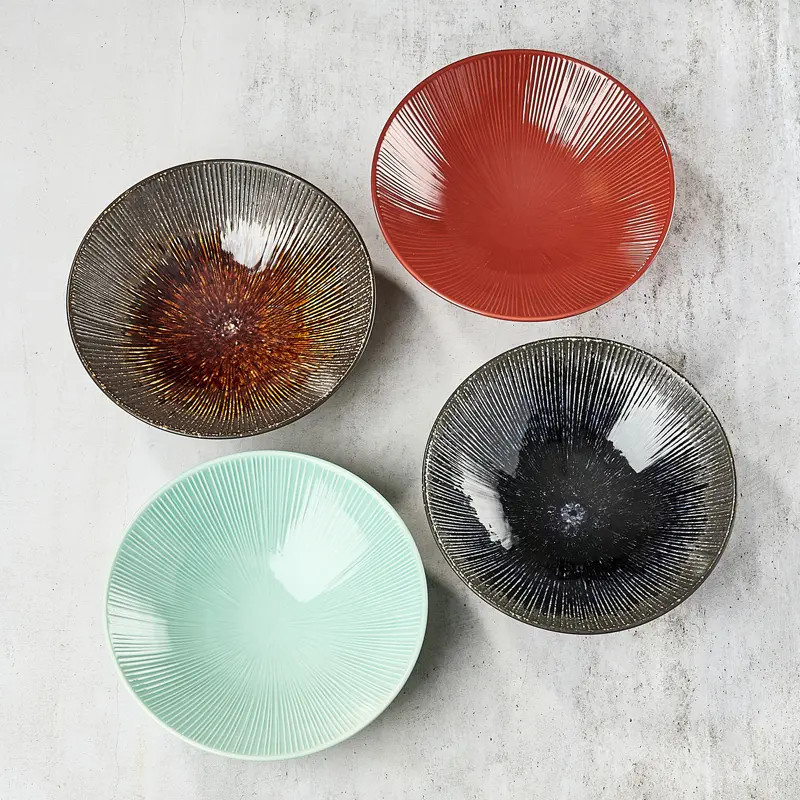 Japanese plate Udon / Somen - Porcelain 21,4cm - Membachi