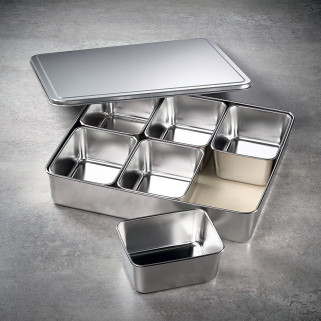 6 Mini square seasoning vat with lid and container Dishies - nettings - gastro containers