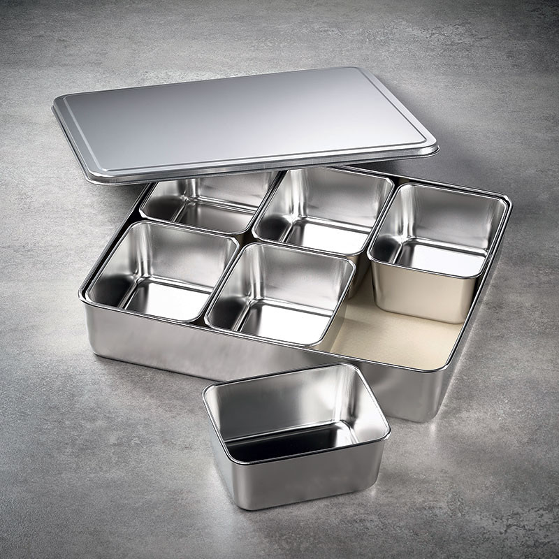 6 Mini square seasoning vat with lid and container