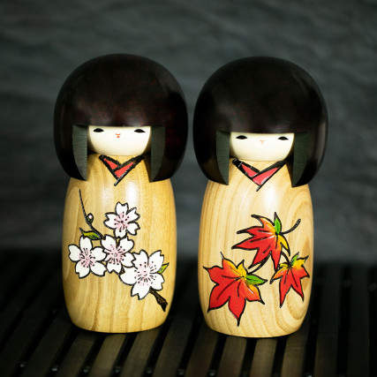 Kokeshi dukkeblomstrende dukke kokeshi