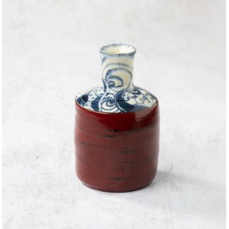 Rare fiole à saké Tokkuri artisanale, pour saké froid ou chaud