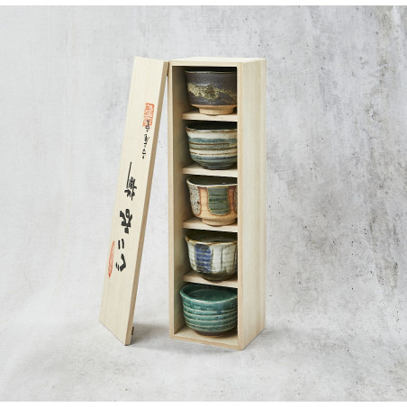 Juego de 5 tazas de sake de colores