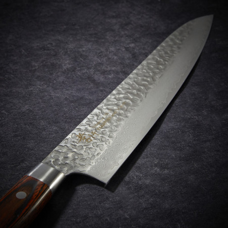 Cook's knife Damascus 33 layers hammered blade 240 mm