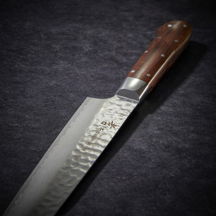 Slicer knife Damascus 33 layers hammered blade 240 mm