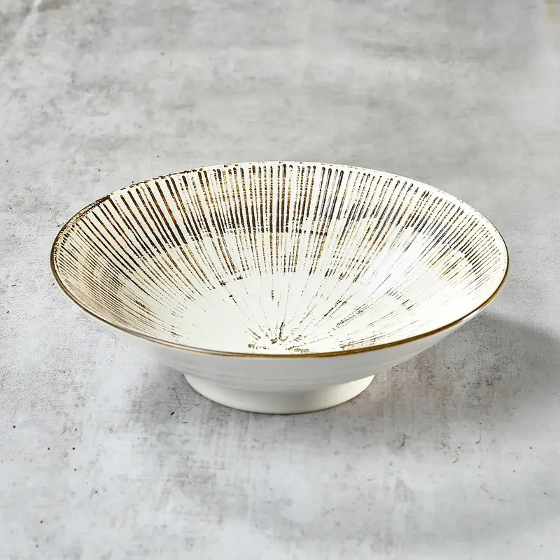 Plate i somesen, udon ... vit krossad, Ø 21,4 cm, djup 5,2 cm