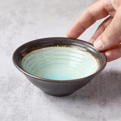 Mini keramisk bolle og emaljert glass 