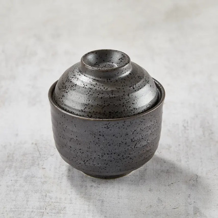 Chawan-mushi bowl, black glaze pattern, 145 ml