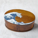 Bento Box Lakquered Cedar Wood Hokusai μοτίβο, 700 ml, 180 * 135 * 68 mm