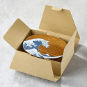 Lacquered cedar wood bento box with Hokusai motif, 700 ml, 180*135*68 mm