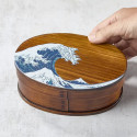 Bento dėžutė lakuota kedro mediena Hokusai modelis, 700 ml, 180 * 135 * 68 mm