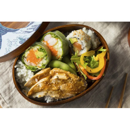 Bento Box Lacquered Cedar Wood Hokusai, 700 ml, 18013568 mm