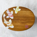 Lacquered cedar wood bento box with koi design, 700 ml, 180*135*68 mm